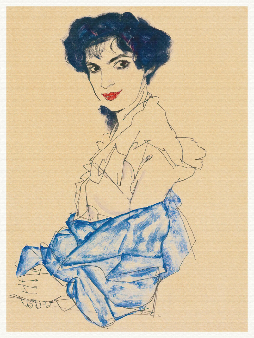 Elisabeth Lederer (Female Portrait in Blue) - Egon Schiele | Reproductions  of famous paintings for your wall